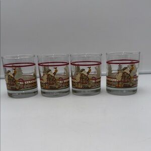 Anchor Hocking Debbie Mumm Christmas Glasses  set of 4 2000